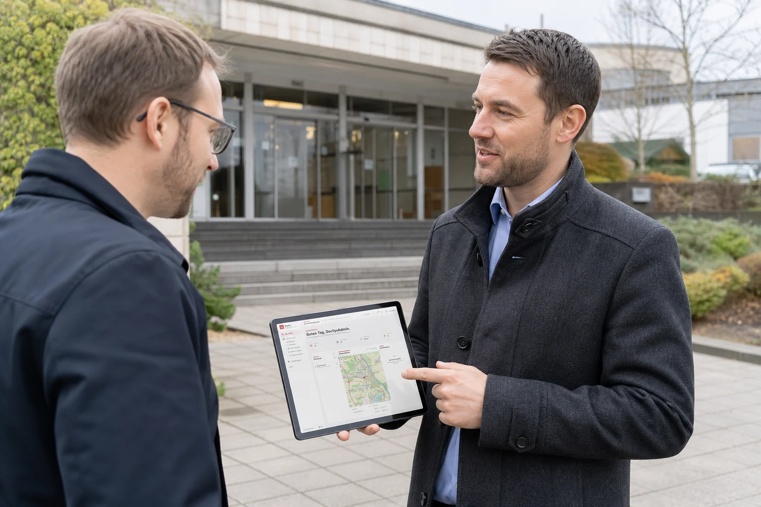 Beratung zum Immobilienportfolio mit DocSys direkt am Gebäude